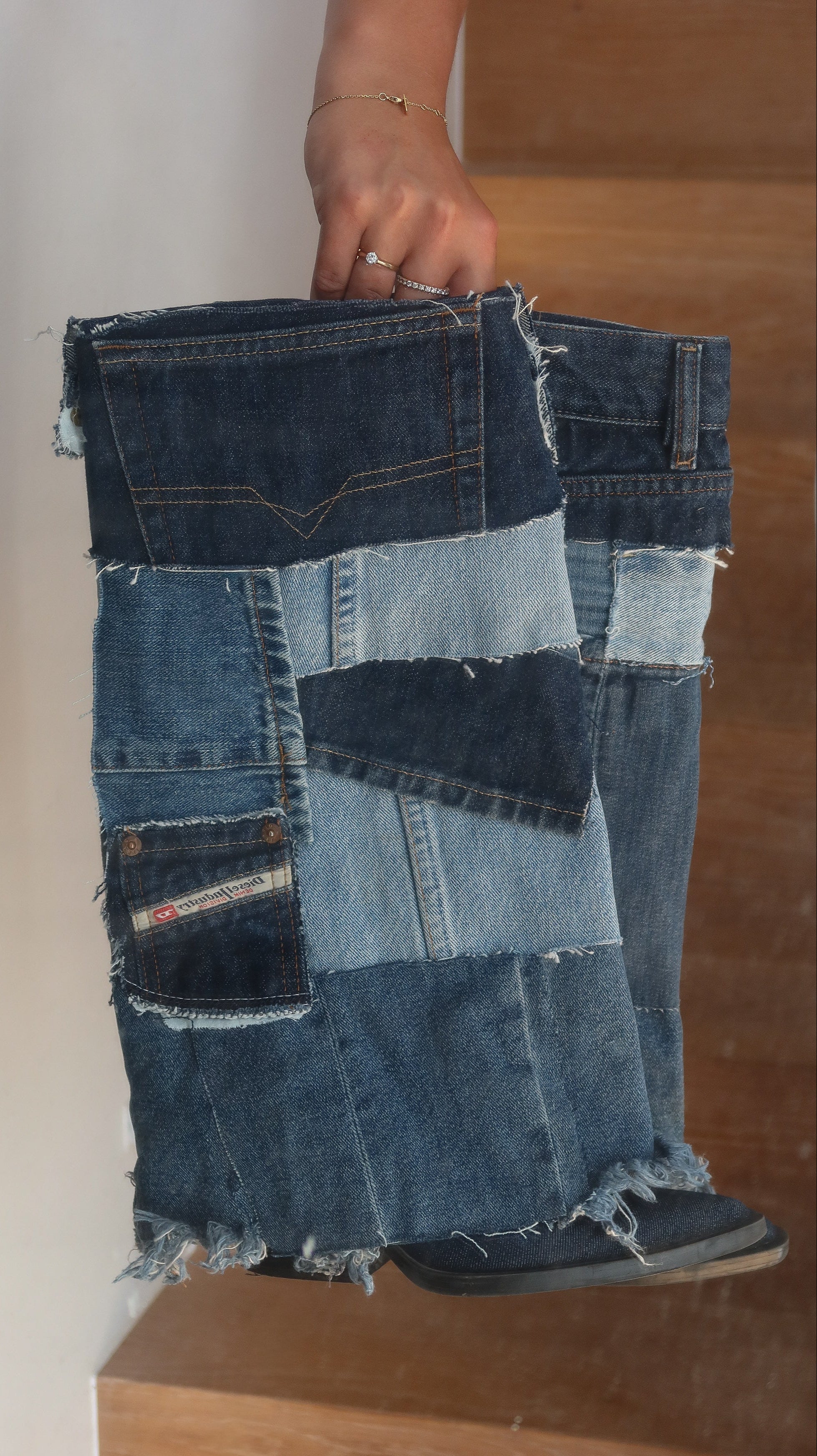 05 REWORKD denim boots dark