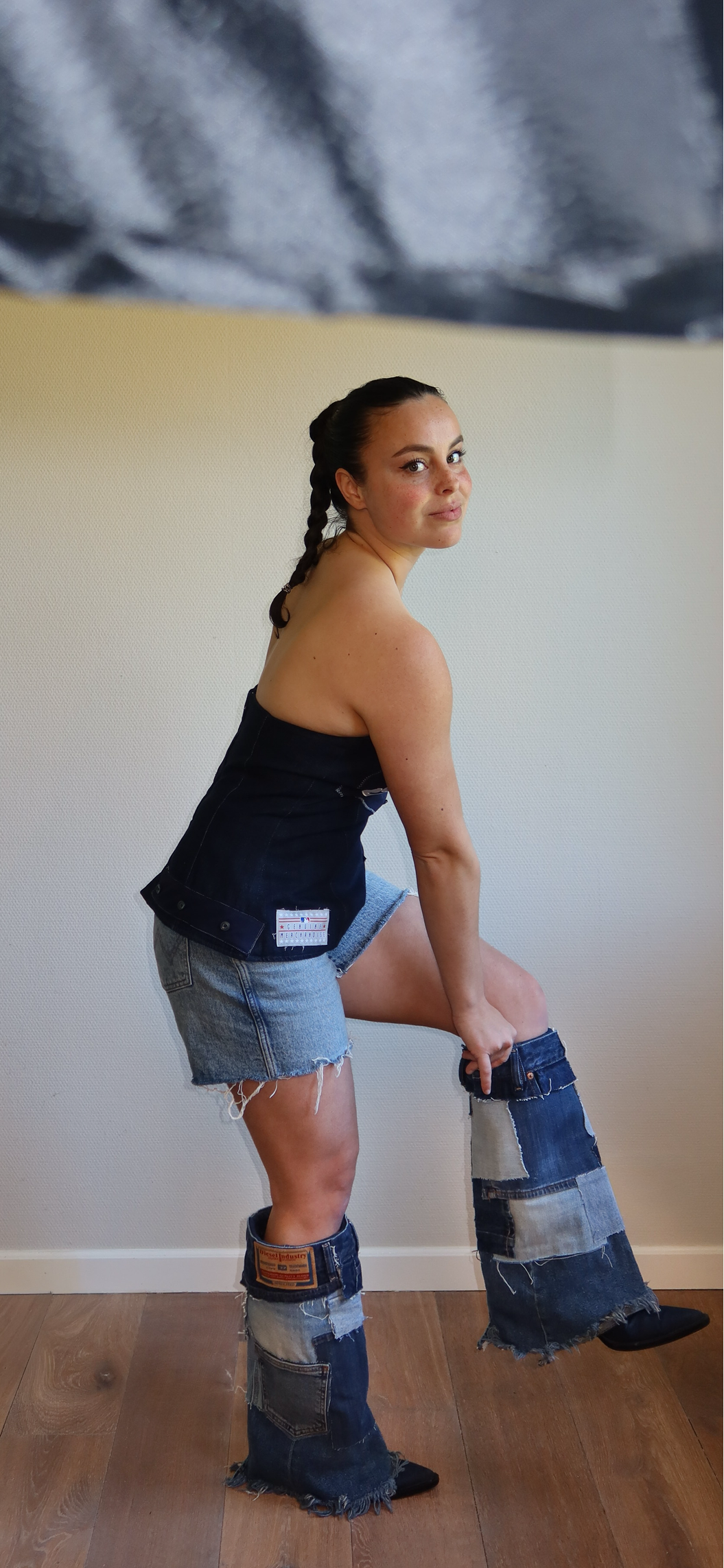 05 REWORKD denim boots dark